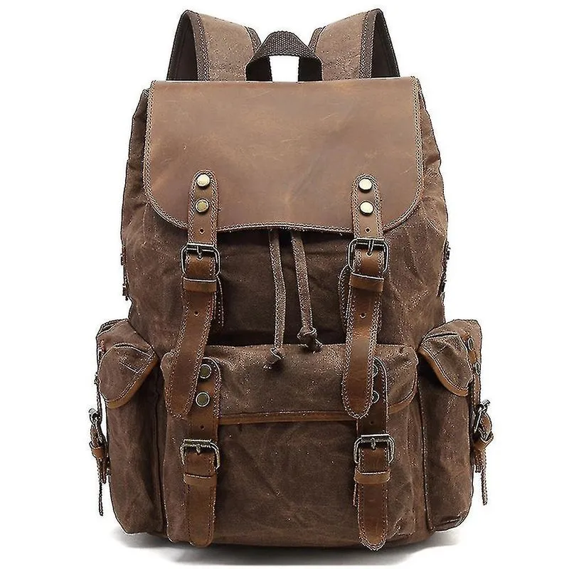 Mochilas mochila de lona polida mochila retro bolsa de viagem de lazer marrom