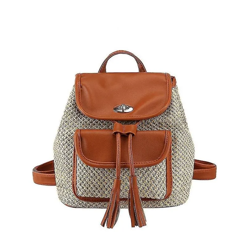 Mochilas mochila de palha de borla bolsas de ombro femininas bolsa escolar feminina de grande capacidade para meninas adolescentes