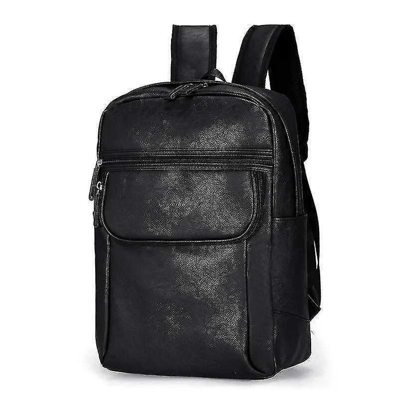 Mochilas masculinas mochila de couro sintético de grande capacidade cor preta