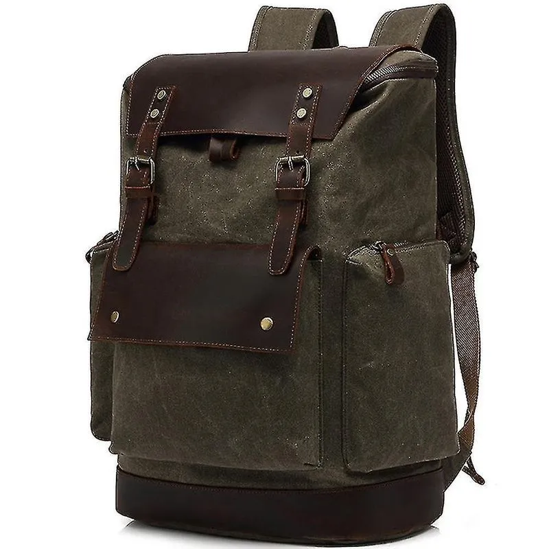Mochilas mochila masculina retrô bolsa de viagem de lona impermeável para estudantes universitários verde-exército