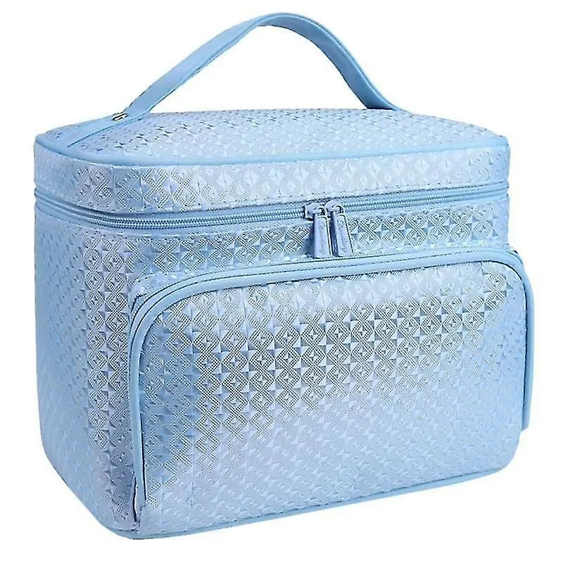 Sacos de higiene pessoal cosméticos azul multifuncional grande organizador de produtos de higiene pessoal feminino bolsa de cosméticos caixa de maquiagem
