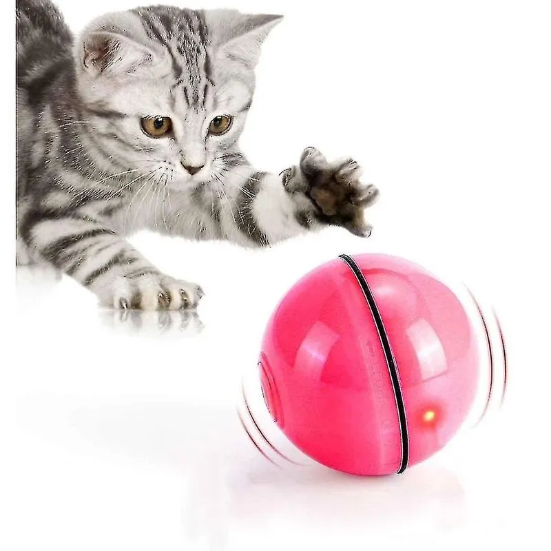 Brinquedos para gatos bola de brinquedo de gato interativa com luz led Bola auto-giratória de 360 graus vermelha