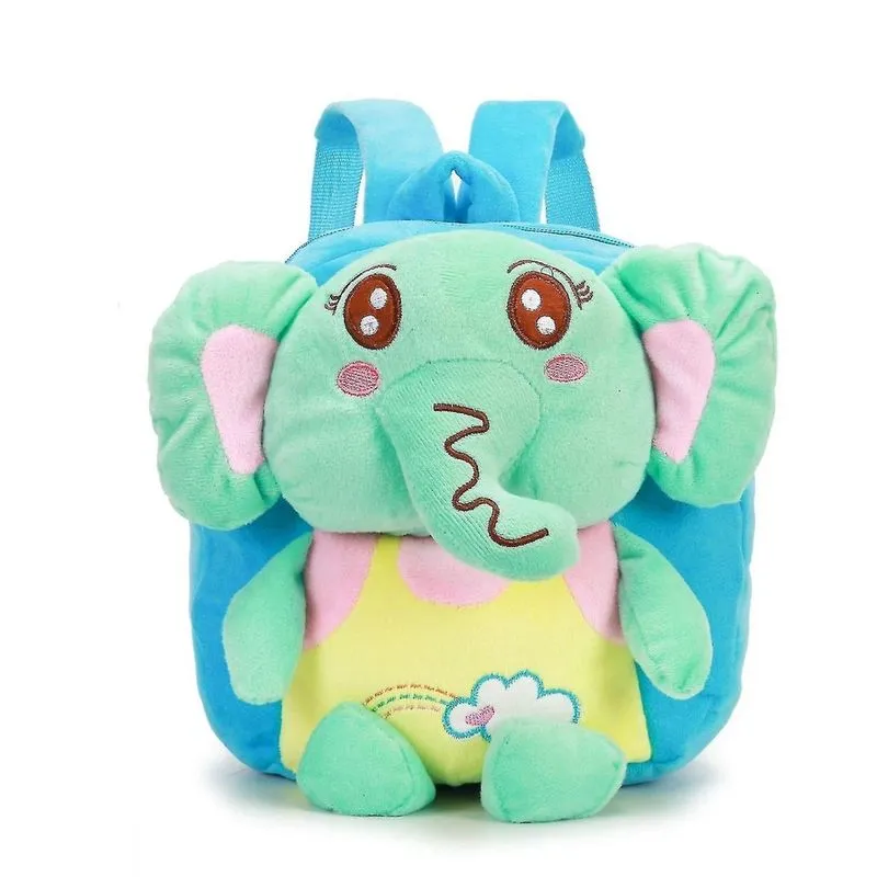 Mochilas azul amarelo arco-chuva elefante infantil bebê brinquedo de pelúcia pequena bolsa escolar mochila bolsa de desenho animado