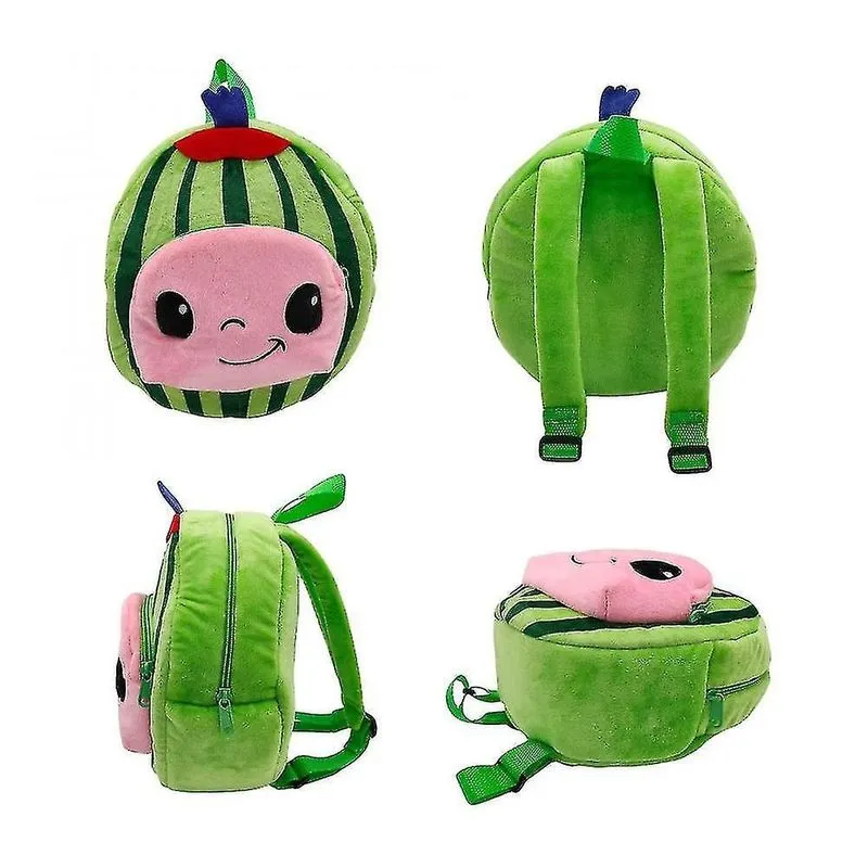 Mochilas jojo cocomelon mochila de brinquedo de pelúcia mochilas escolares melancia macia desenho animado crianças mochilas de pelúcia aniversário