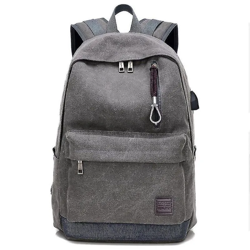 Mochilas mochila masculina casual de lona cinza