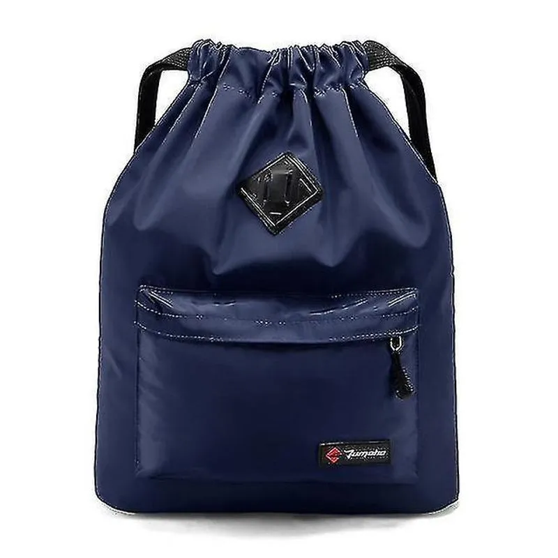 Mochilas mochila unissex impermeável com cordão azul marinho