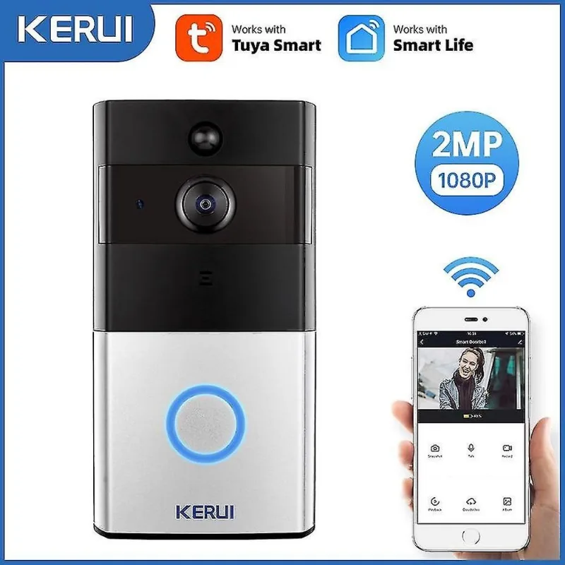 Sinos de porta sinos 1080p tuya smart wifi campainha 2mp câmera ao ar livre vídeo porteiro sem fio preto inteligente