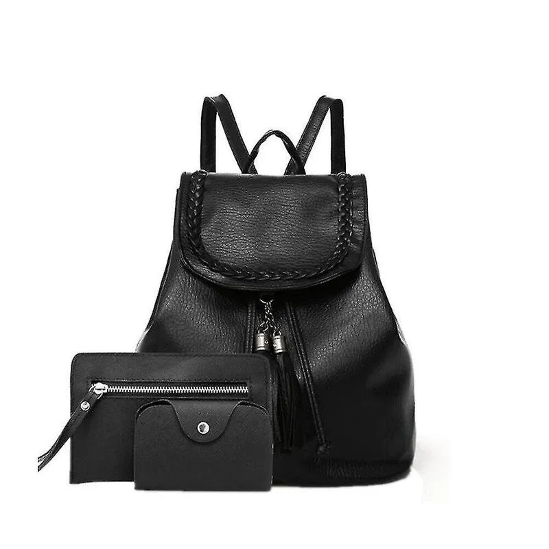Mochilas 1 conjunto simples saco composto feminino mochila de couro pu bolsas femininas bolsas de ombro para escola adolescente