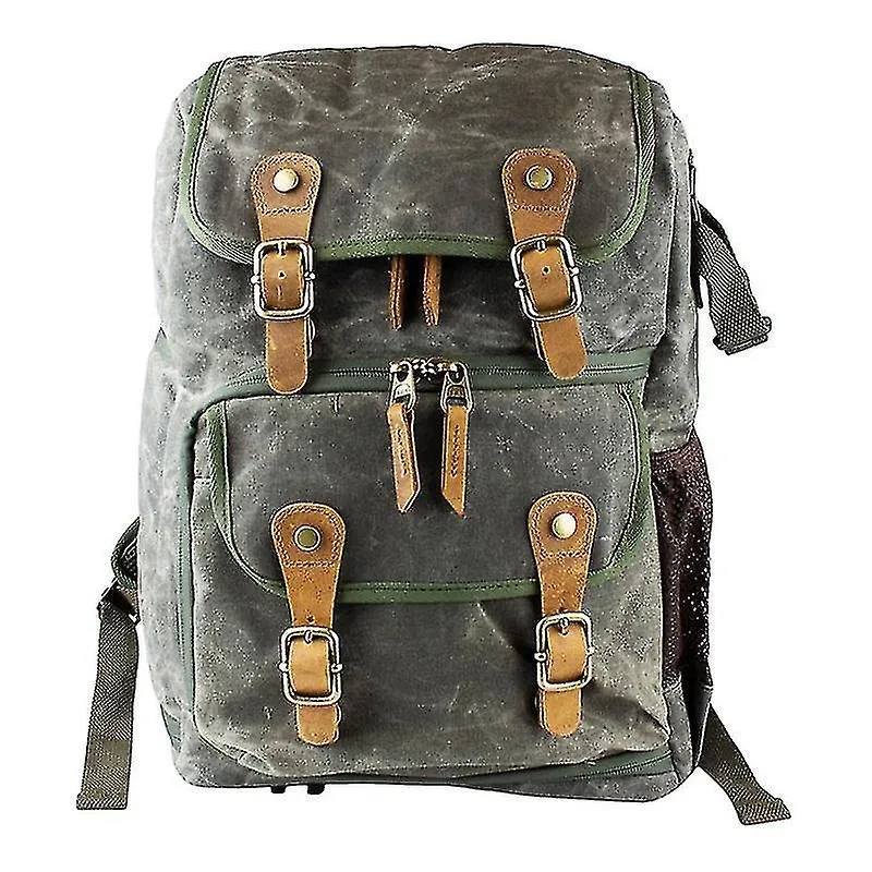 Mochilas mochila robusta para câmera em design vintage - verde