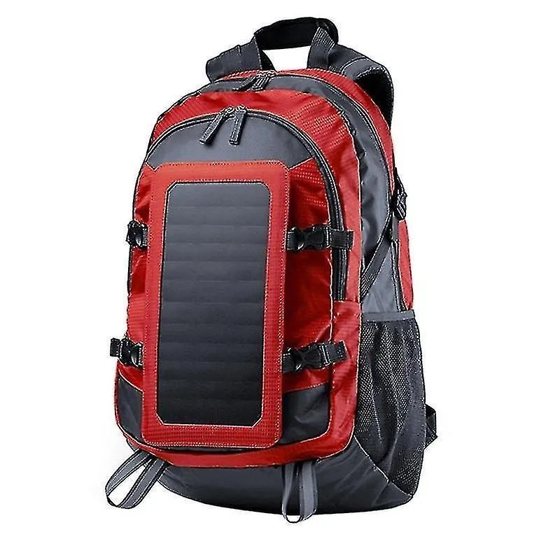 Mochila mochila com carregador solar vermelho