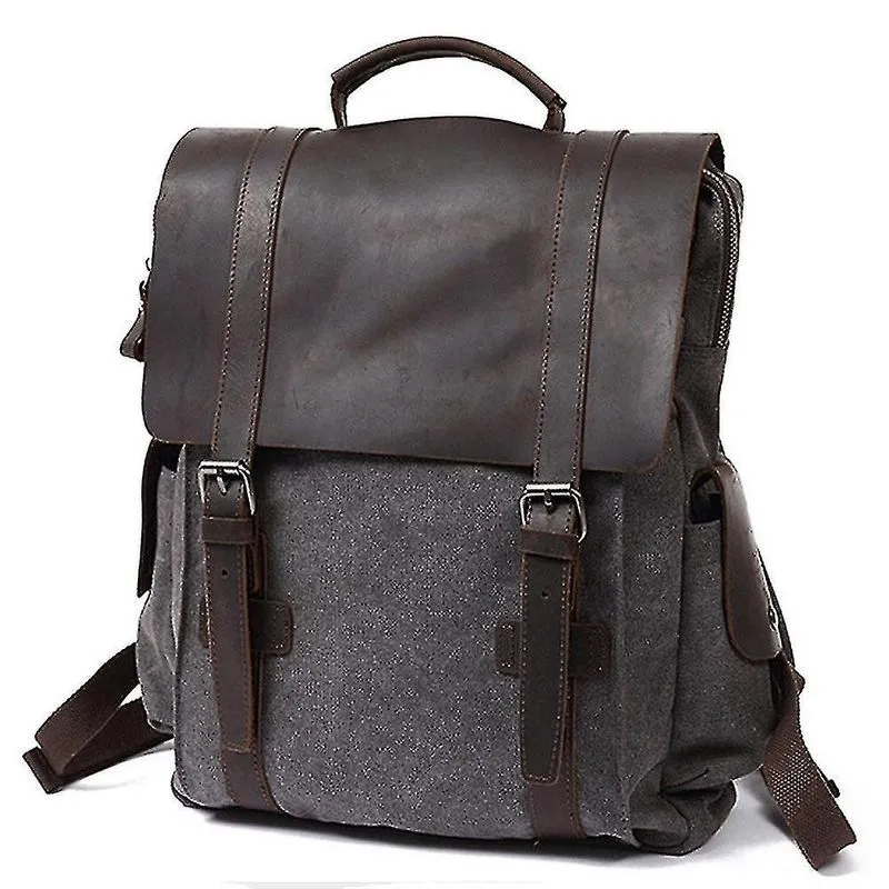 Mochilas estudante universitário mochila de viagem masculina e feminina bolsa de viagem ao ar livre bolsa de lona cinza escuro