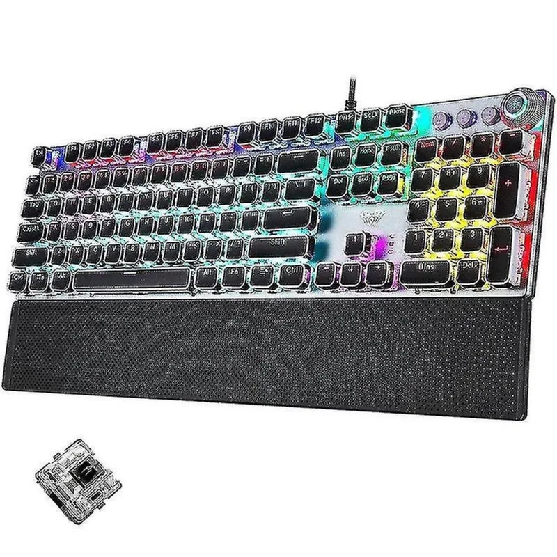 Conjuntos de acessórios de computador aula f2088 108 teclas mistas luz chapeamento punk mecânico preto interruptor com fio teclado usb para jogos com