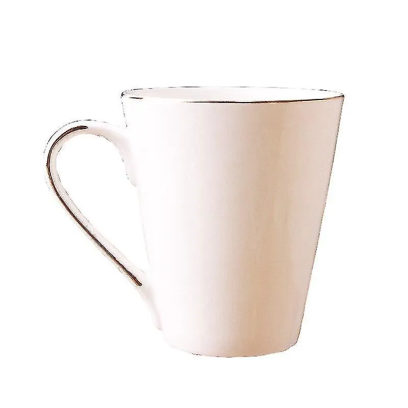 Conjuntos de chá de café borda dourada caneca de café de cerâmica copo xícara de chá e pires conjunto de porcelana canecas de colher de ouro fofas