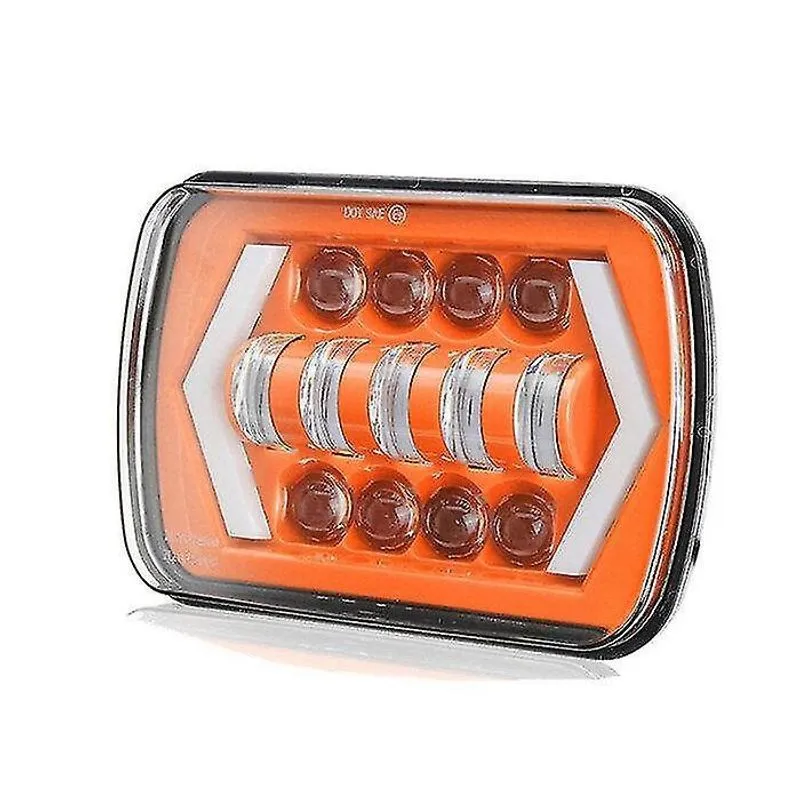 Luminárias de teto 7x6 polegadas h4 faróis de carro led hi-lo combo beam halo drl 55w para jeep cherokee pickup cor laranja