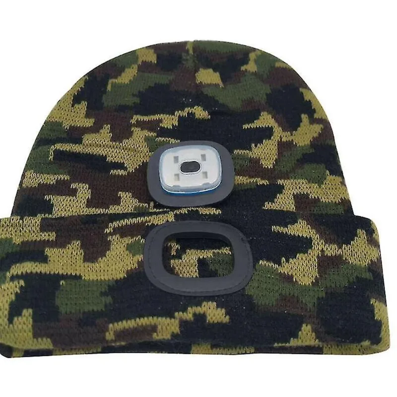 Cobertores camuflagem unissex led leve inverno tricotado gorro quente boné de inverno de malha elástica térmica