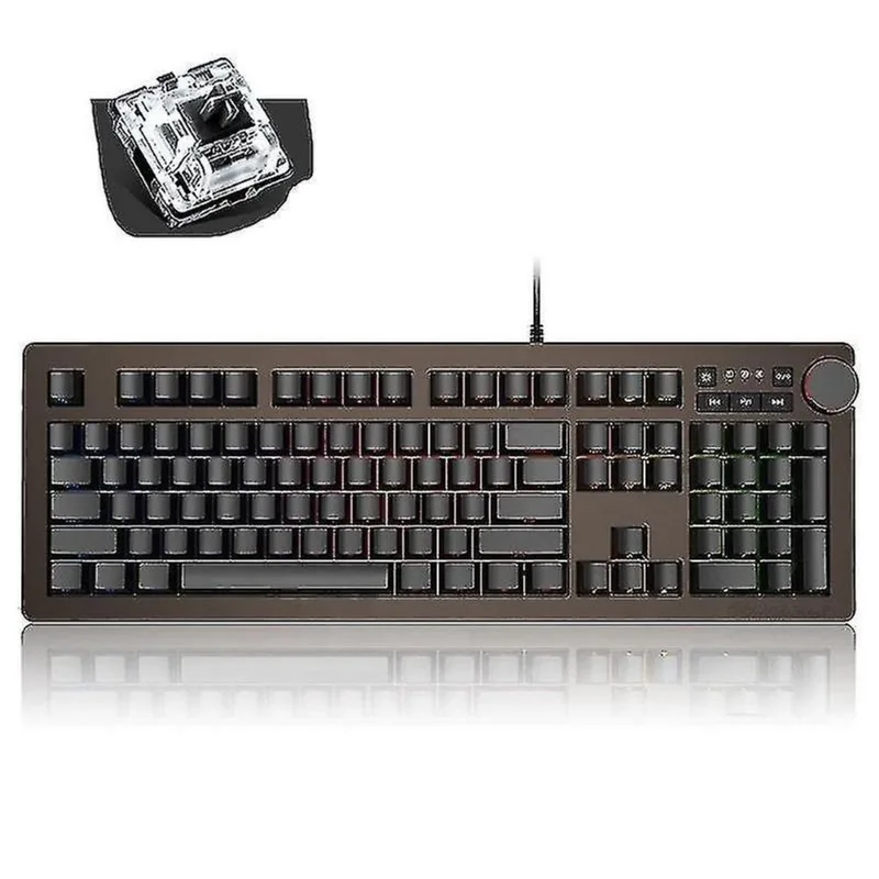 Conjuntos de acessórios de computador ajazz dkm170 104 teclas teclado mecânico com fio para jogos com luz de fundo branca estilo: preto