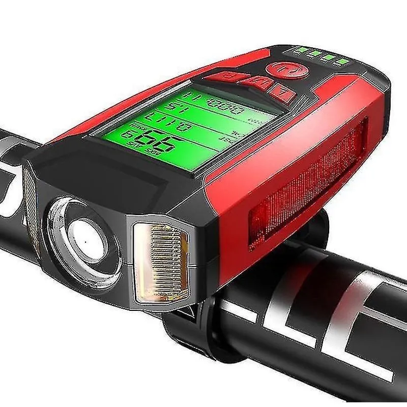 Ferramentas de bicicleta vermelho multifuncional bicicleta cronômetro sem fio usb luz dianteira de bicicleta à prova d'água az22484