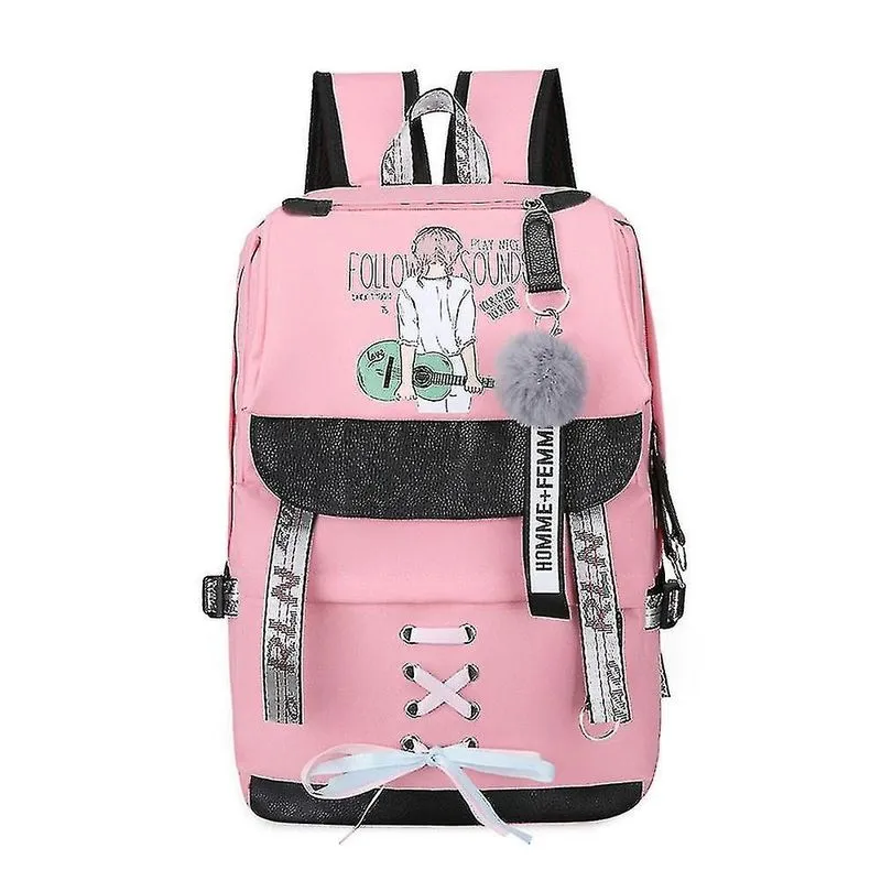 Mochilas violino meninas lazer escola mochila rosa