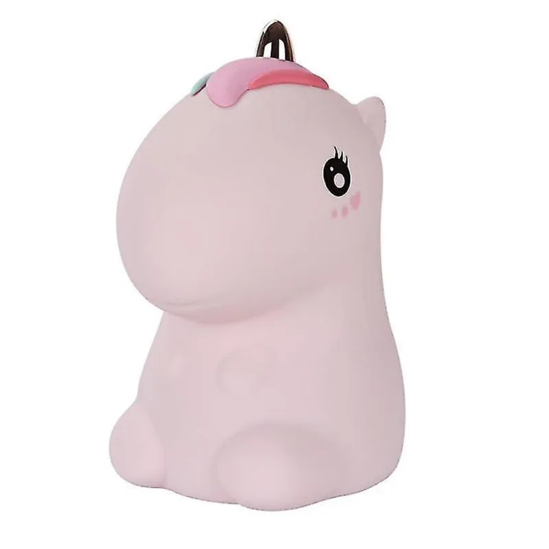 Conjuntos de presente de bebê unicórnio led luz noturna sensor de toque colorido usb recarregável lâmpada dos desenhos animados rosa