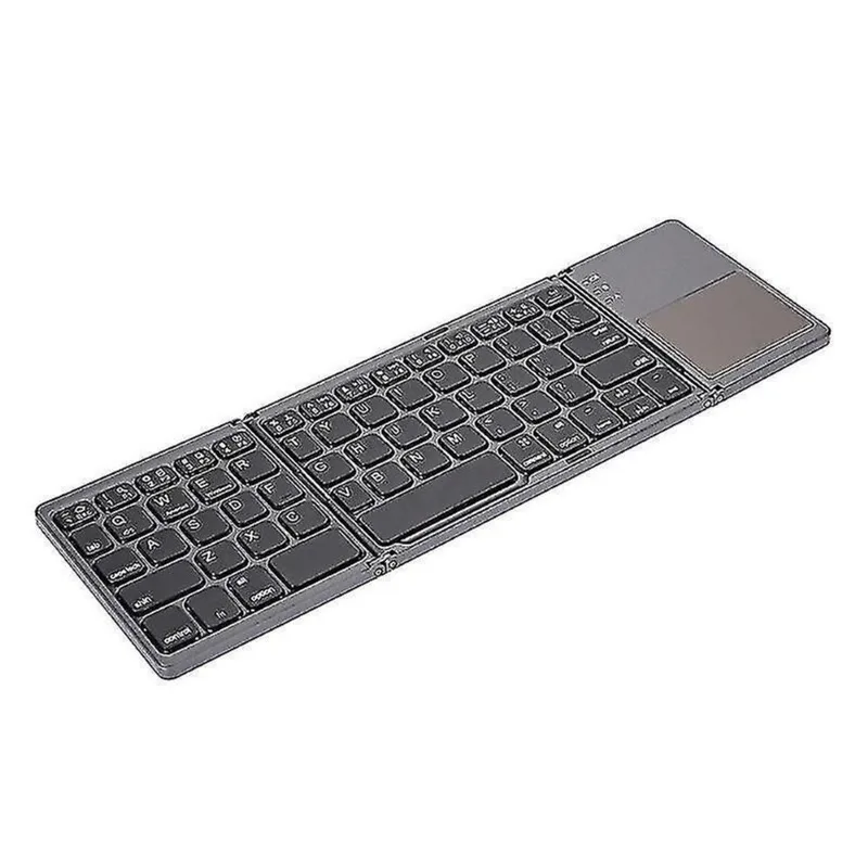 Conjuntos de acessórios de computador b033 recarregável 3-dobrável 64 teclas teclado sem fio bluetooth com touchpad preto