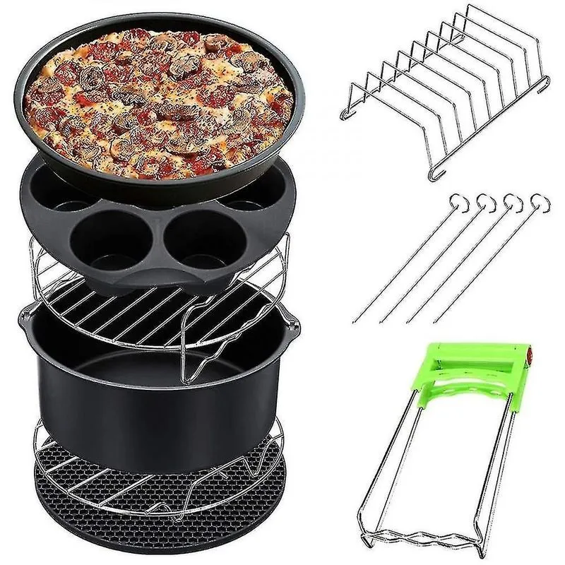 Conjuntos de panelas 8pcs acessórios de fritadeira de ar 7 polegadas apto para philps grill pot cozinha ferramenta de cozinha