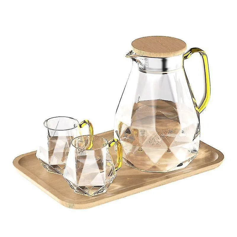 Conjuntos de chá de café Decantador de 1,5 l para água conjunto de bule de vidro com textura de diamante 1 bule 2 xícaras de chá