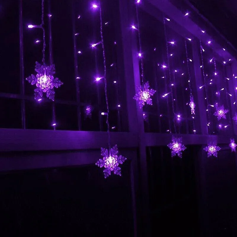Castiçais roxo natal natal led decorações de floco de neve cortina de gelo luzes de fadas enforcamentos festa