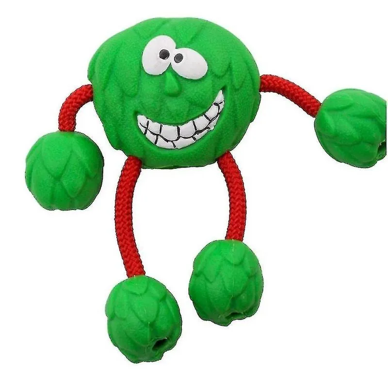 Brinquedos para cães molar bola de corda interativa com sabor de leite brinquedo de cachorro com som de borracha verde