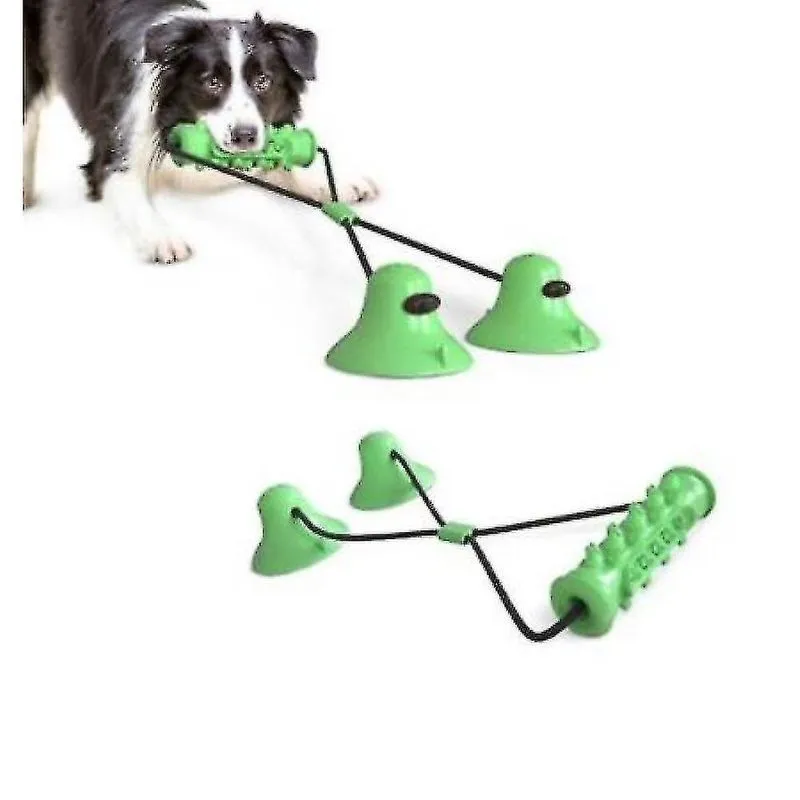 Brinquedos para cães brinquedo de corda para animais de estimação com 2 ventosas brinquedo de mastigar quebra-cabeça de cachorro para cães grandes, médios e pequenos, verde