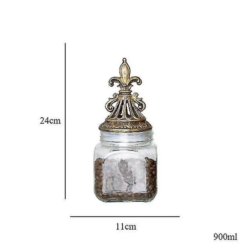 Caixas de presente latas frasco de armazenamento de vidro retrô tampa de escultura em resina potes de doces selo dispensador de grãos estilo europeu
