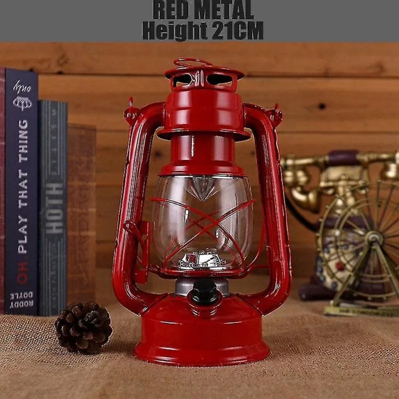 Luzes de acampamento lanternas lanterna de acampamento vintage chama luz cintilação bateria led lâmpada de querosene portátil lanterna portátil vermelha