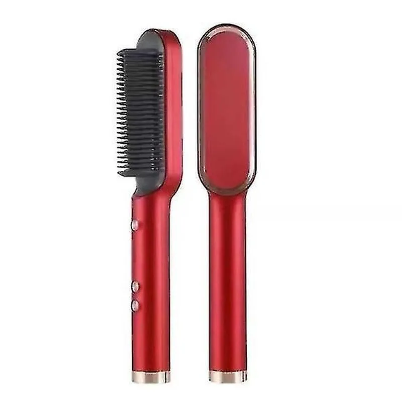 Alisadores de cabelo 2 em 1 alisador de cabelo profissional e modelador de cachos 5 ajustes de temperatura ajustáveis vermelho