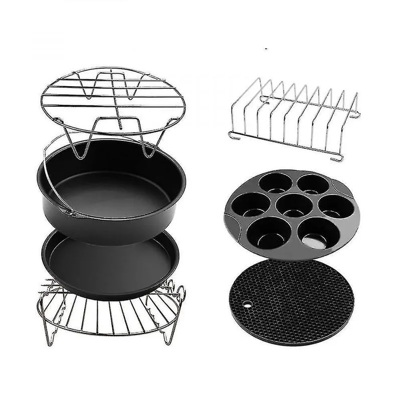 Conjuntos de panelas acessórios de fritadeira de ar 7pcs para fritadeira de ar 4.8qt-6.3qt com barril de bolo de 8 polegadas