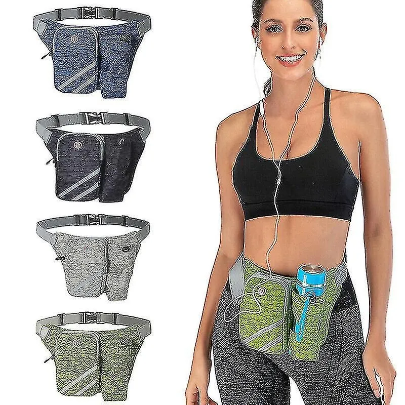 Fanny packs bolsa de cinto para garrafa de água para esportes ao ar livre bolsa de cintura unissex azul