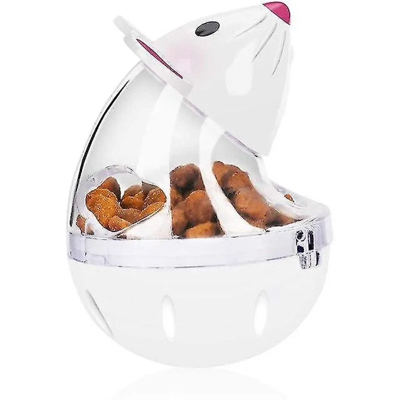 Brinquedos para gatos alimentador lento brinquedo de mouse seguro para gatos durável dispensador de alimentos copo tratar bola brinquedos de gatinho branco