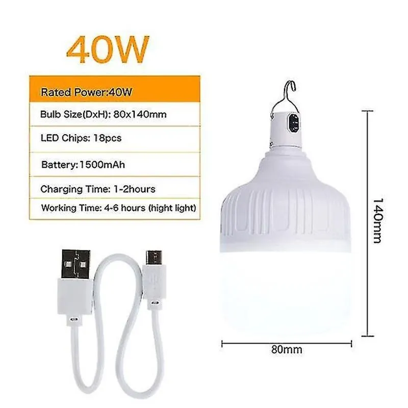 Luzes de acampamento lanternas lâmpada led recarregável portátil luz de mercado noturno de emergência ao ar livre caminhadas luz de acampamento 40w