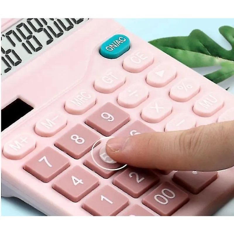 Calculadoras Calculadora solar de 12 dígitos botões grandes ferramenta de contabilidade de negócios financeiros para estudante escolar rosa