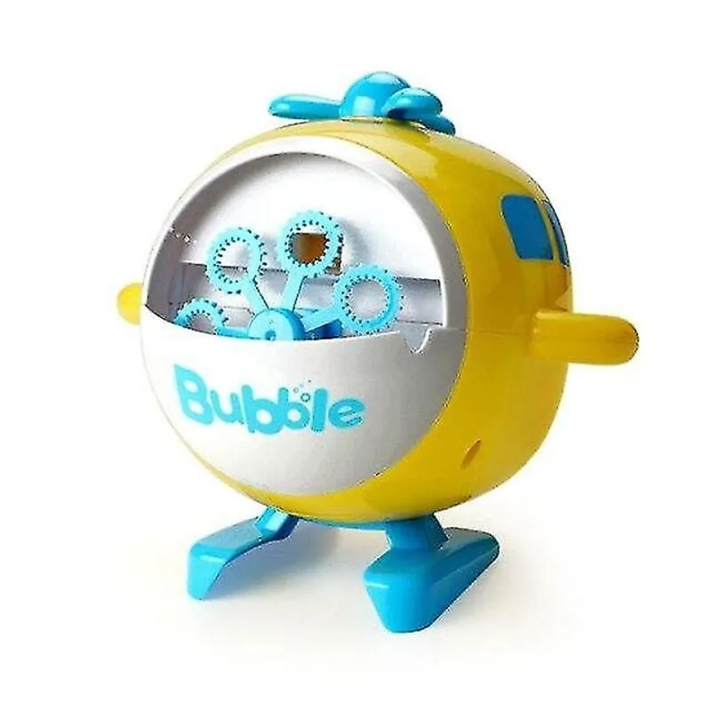 Brinquedos de sopro de bolhas helicóptero máquina de bolha recarregável/bateria totalmente automática um botão elétrico amarelo azul