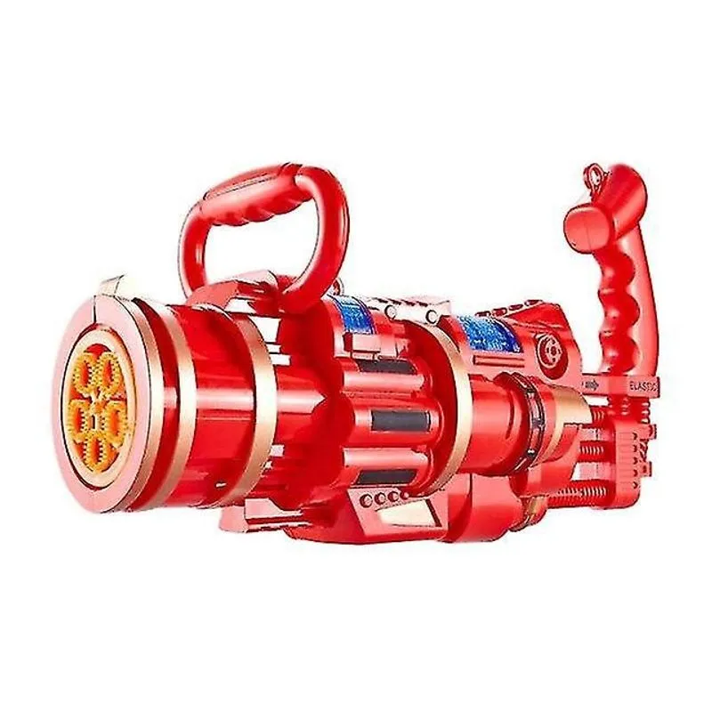 Bolha soprando brinquedos modelo grande máquina de bolhas porosas brinquedo bolha elétrica bolha automática 8 buracos enorme vermelho