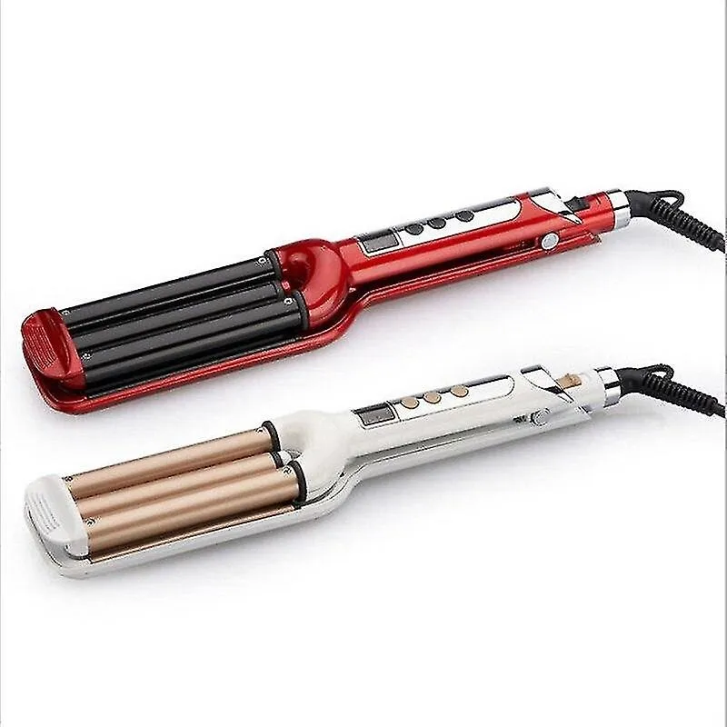 Ferros de frisar está no rolo de modelador de cabelo de porcelana elétrica lcd 3 barris pinças de ondulação conjunto de ferramentas de grampo branco