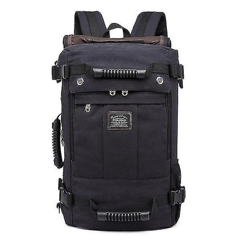 Mochilas masculinas de lona mochila multifuncional de grande capacidade mochila de fim de semana bolsa de viagem ao ar livre cor preta