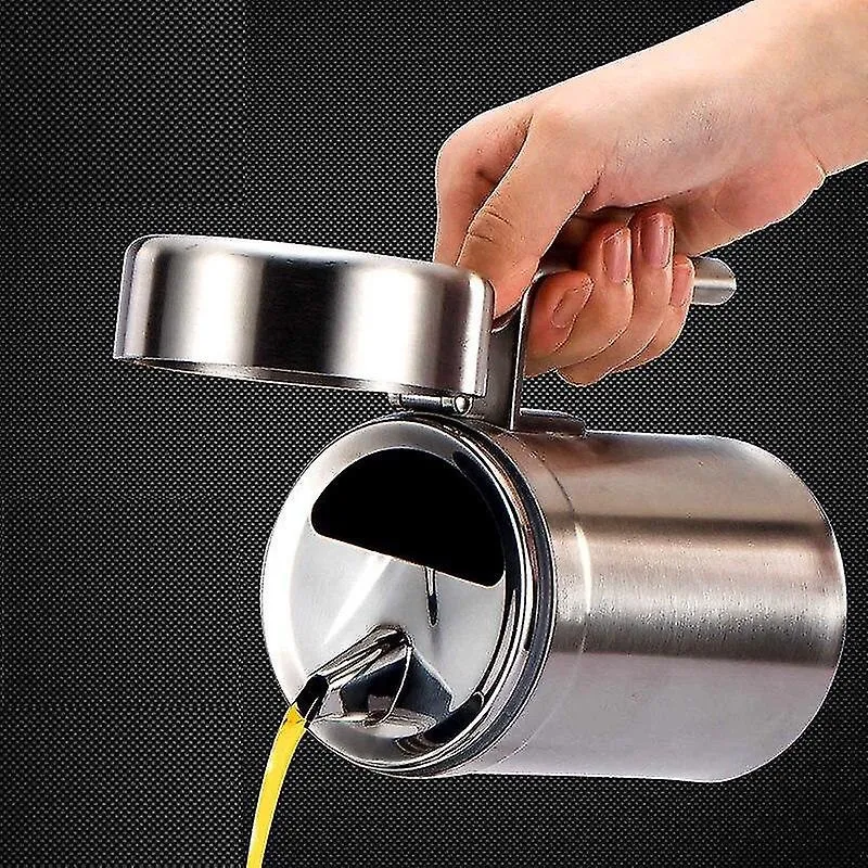 Molheiras 1000ml garrafa de óleo de cozinha de aço inoxidável à prova de vazamento dispensador de garrafas de armazenamento de óleo molheiras