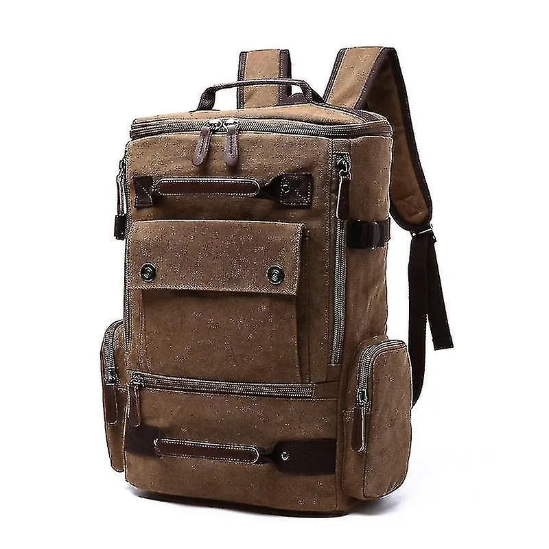 Mochilas masculinas vintage lona mochila de viagem café