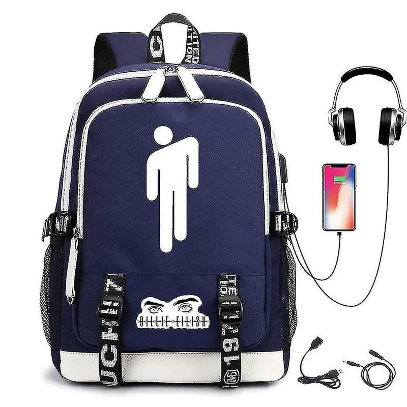Mochila Estudante USB Billie Eilish - Estampa Outdoor Cor-4