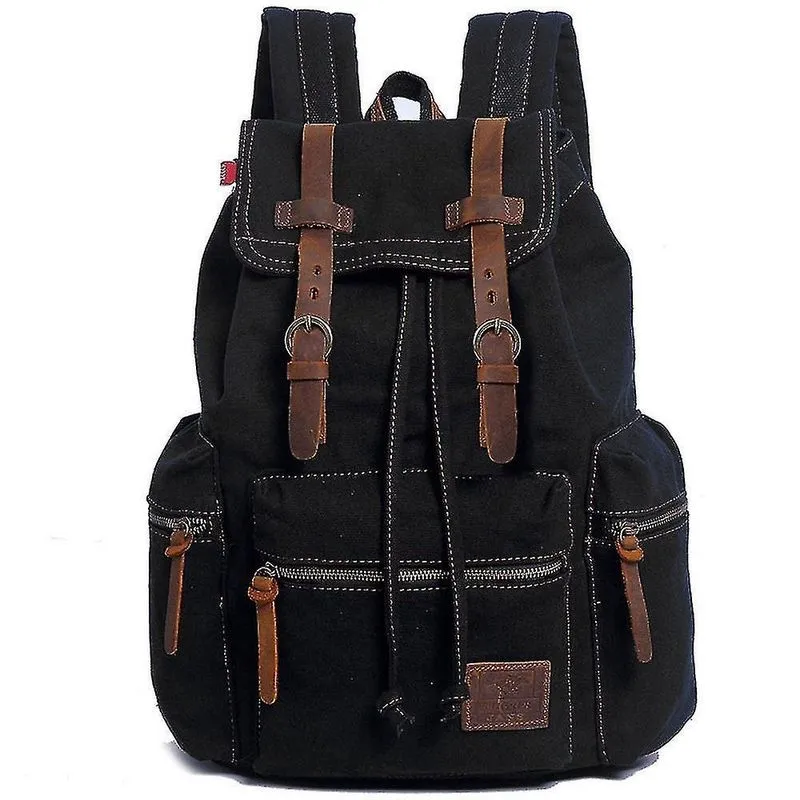 Mochilas kaukko bolsa de couro multifuncional mochila de lona preta