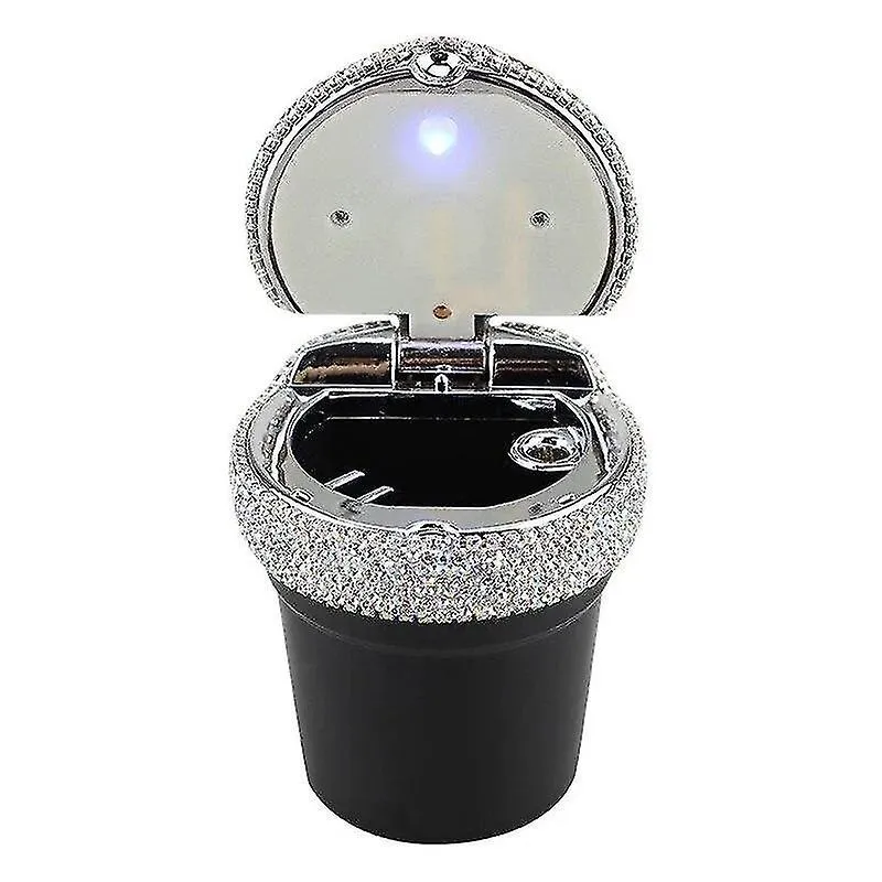Cinzeiros cinzeiro de carro portátil de strass com cristal de luz led diamante cinzeiro de carro copo de armazenamento de cinzeiro