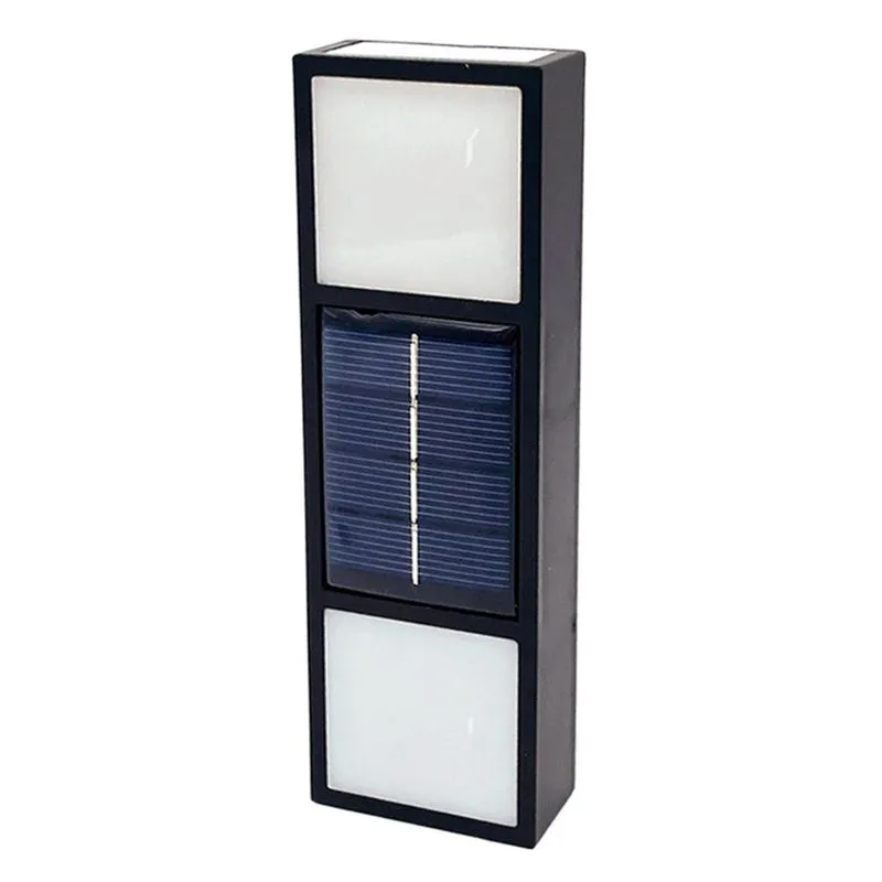 Luz solar de parede para cima e para baixo ilumina lâmpada de luz solar ao ar livre Ip65 Decoração moderna à prova d'água para varanda de jardim doméstico, preta, com 6 contas de lâmpada LED