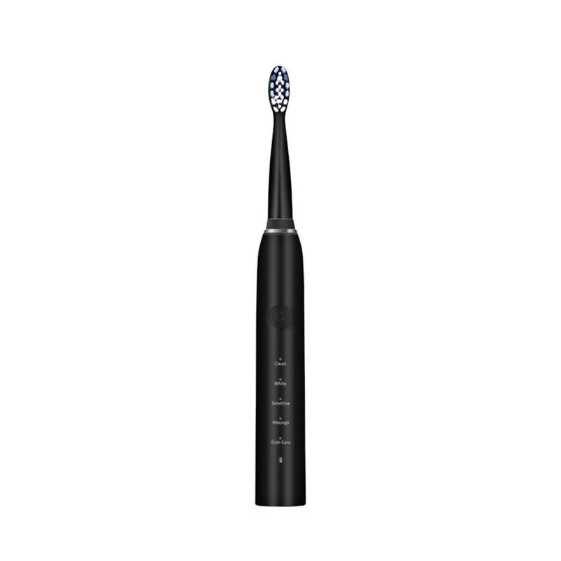Escova de dentes elétrica à prova d'água de corpo inteiro - 2 cabeças de escova e 1 cabo de carregamento USB - Ultrasonics 5 modos com sincronização inteligente