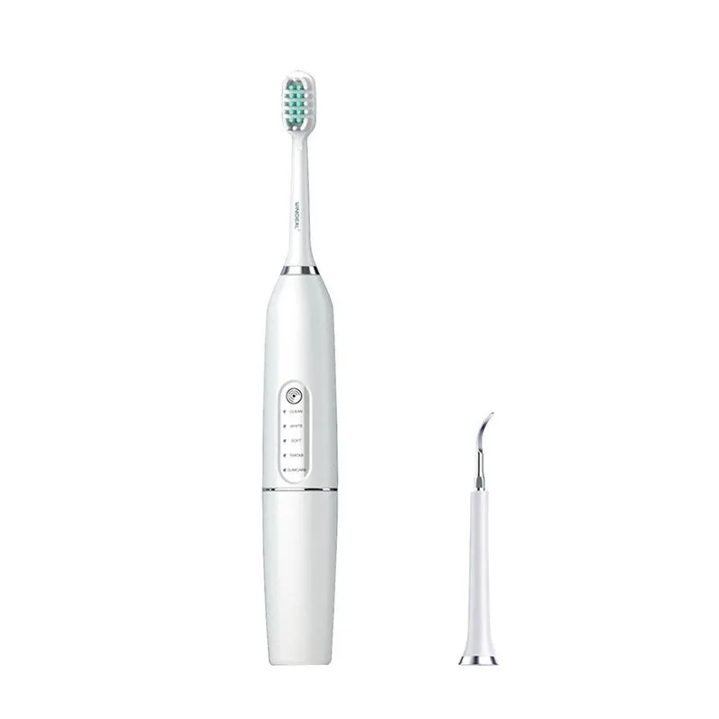 Kit de limpeza de dentes - Escova de dentes elétrica com 2 cabeças de escova de dentes e 5 modos de trabalho, escova de dentes recarregável sem fio de onda estéreo à prova d'água Ipx6