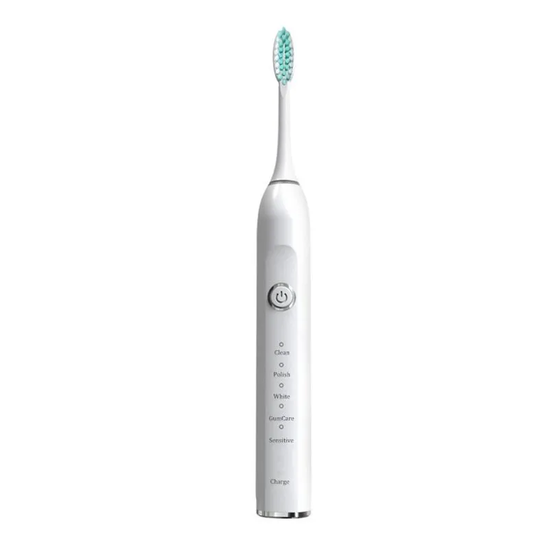 Escova de dentes elétrica com temporizador inteligente, 5 modos, 2 cabeças de escova, escova de dentes recarregável de clareamento para adultos e crianças